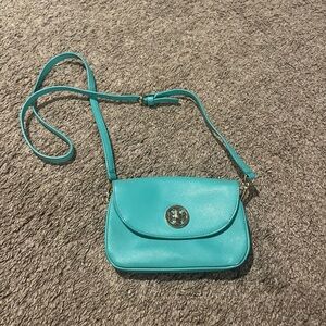 Tory Burch Designer Teal Blue Crossbody Purse